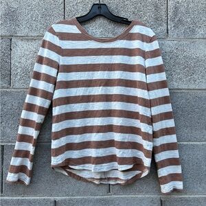 Pact Small Long Sleeve Shirt Slub Twist Back Stripe Organic Cotton Sustainable